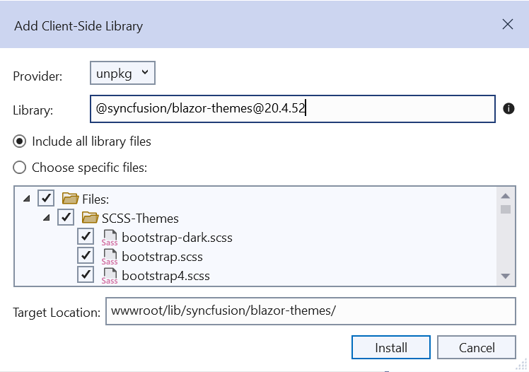 Specify Syncfusion library